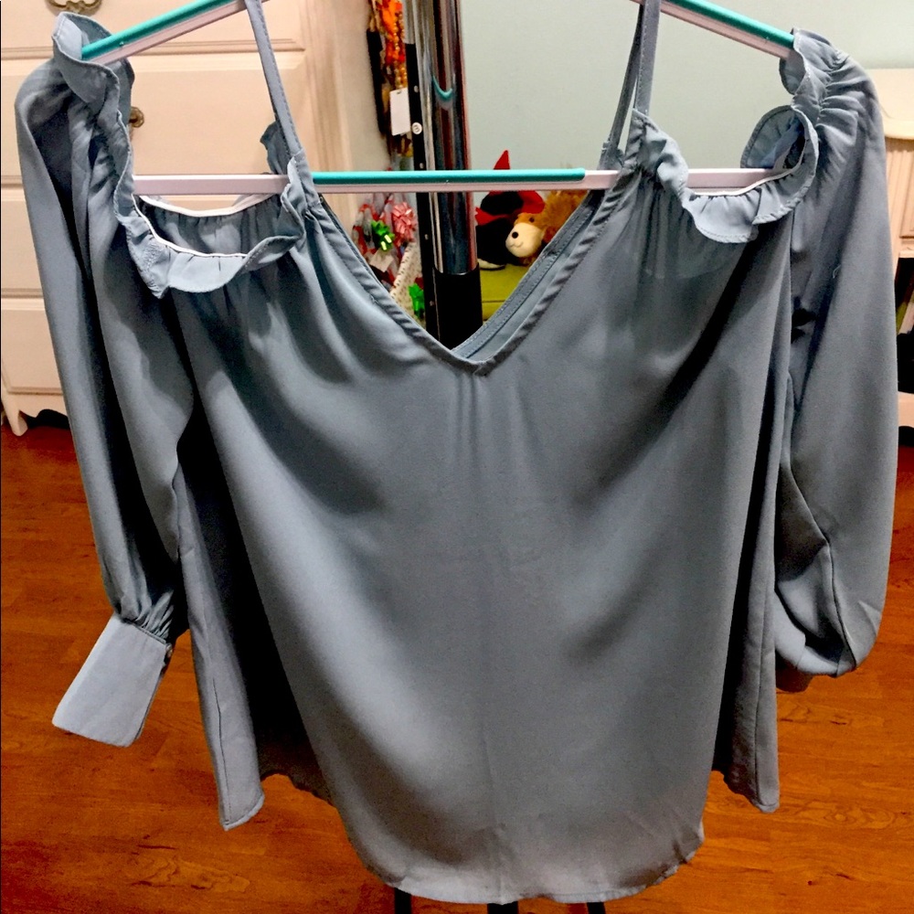 Light Blue Open shoulder blouse